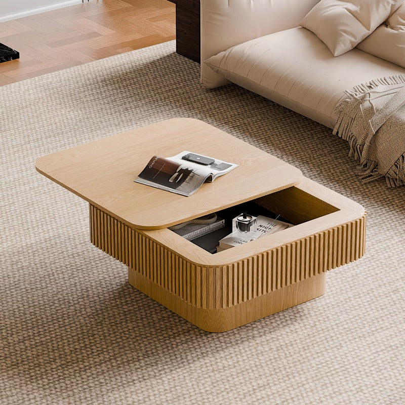 31.5'' Square Coffee Table with Storage Solid Wood Veneered Modern Coffee Table Accent Tea Tabl main product image