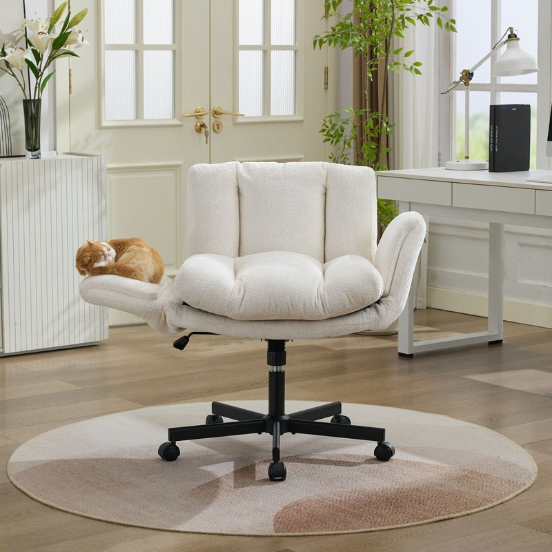 Beige Chenille Swivel Office Chair main lifestyle product image