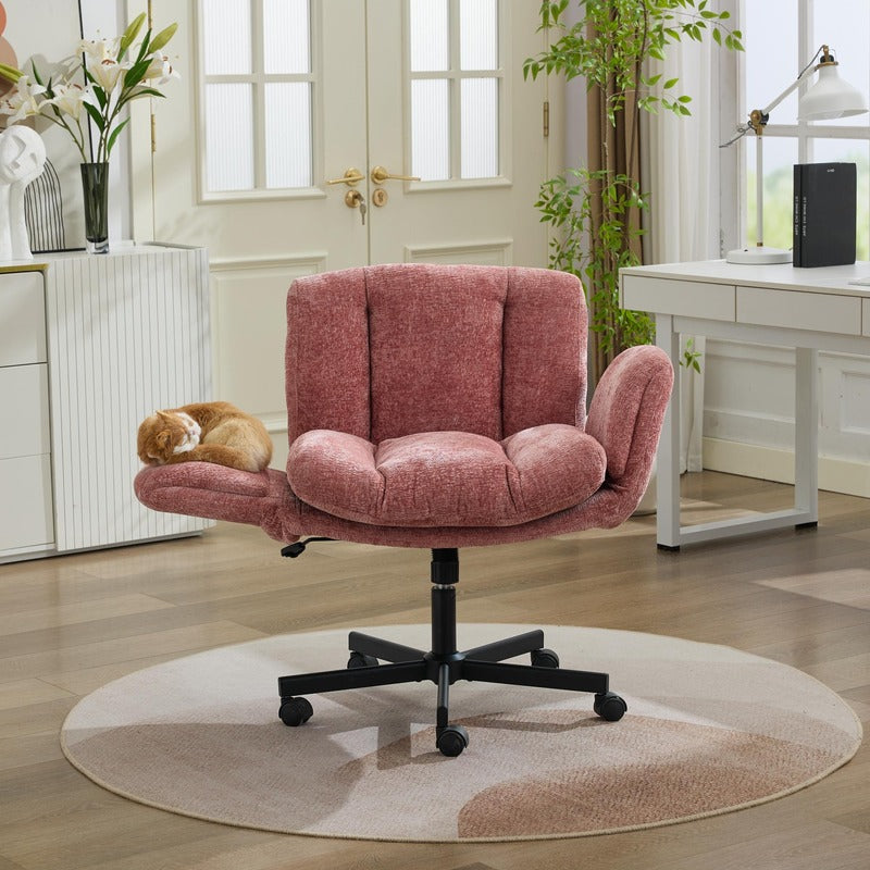 Blush Pink Chenille Swivel Office Chair main lifestyle product image