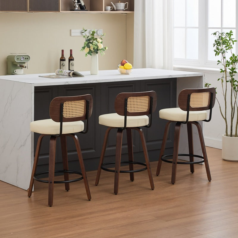 Rattan Counter Height Bar Stools Set of 3 main lifestyle product image
