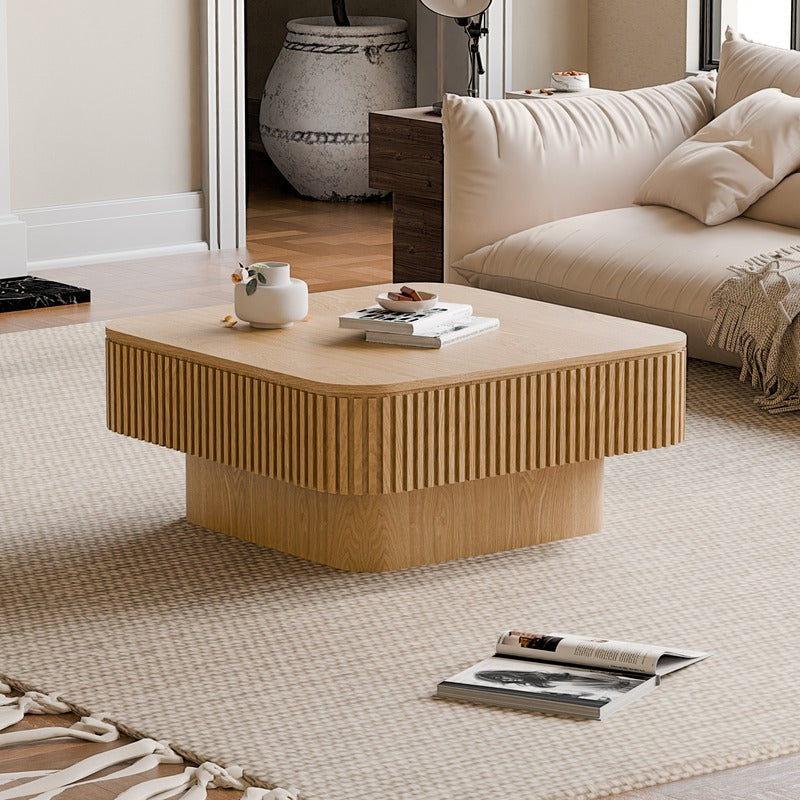 31.5'' Square Coffee Table with Storage Solid Wood Veneered Modern Coffee Table Accent Tea Tabl product detail image 2