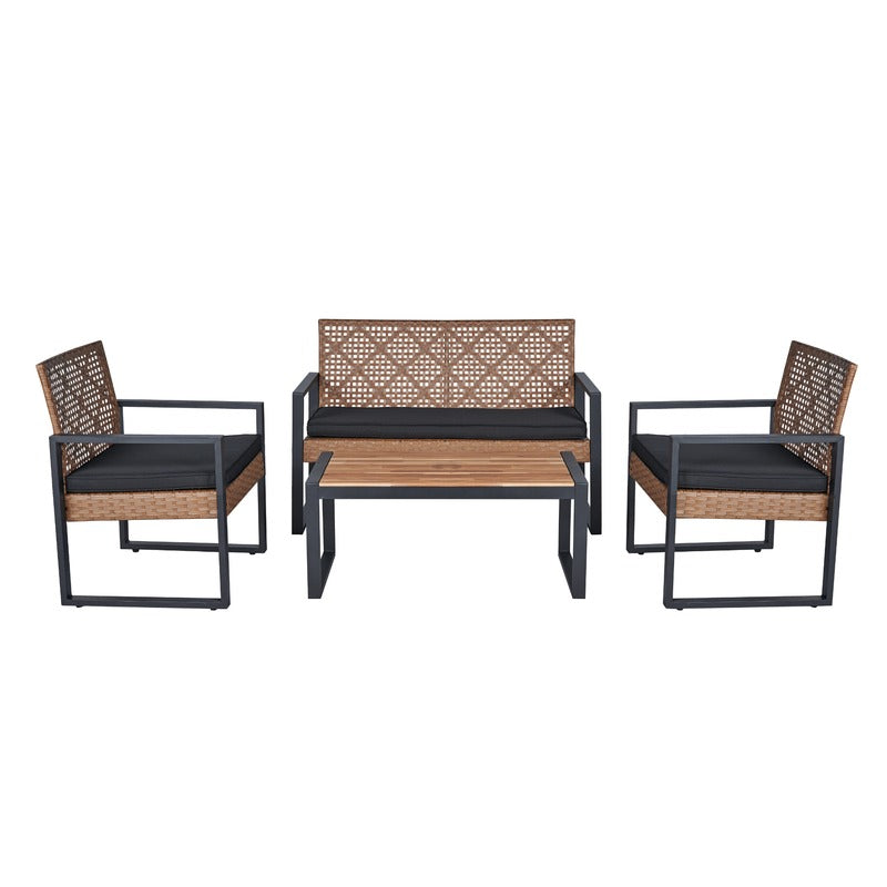 4-Piece Patio Furniture Set Outdoor Balcony Porch Garden Backyard Lawn Furniture Acacia Wood Ta product detail image 2