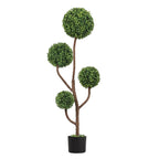 4FT Artificial Boxwood Topiary Tree styled for porch and entryway decor