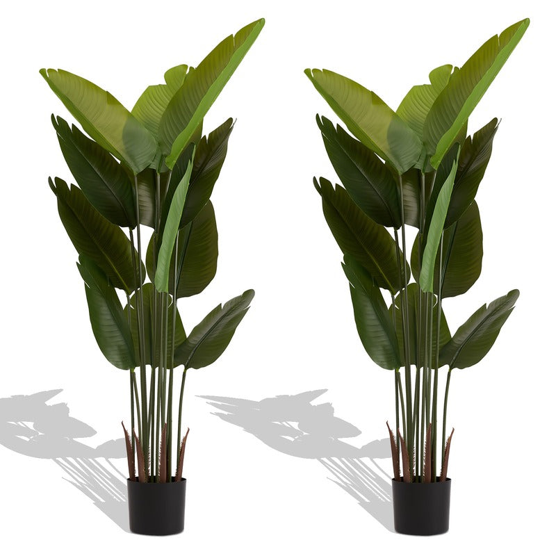 5.2FT Artificial Bird of Paradise Plant Set of 2 styled for porch and entryway decor