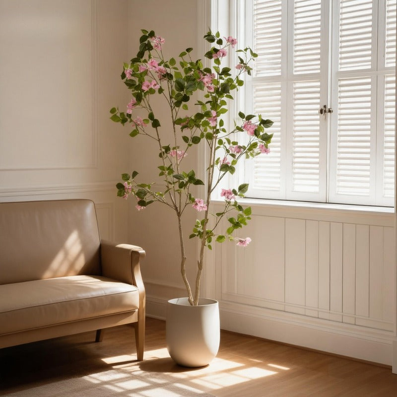 6FT Artificial Bougainvillea Tree styled for porch and entryway decor