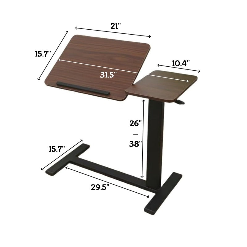 Rolling walnut overbed laptop table with wheels product image 7