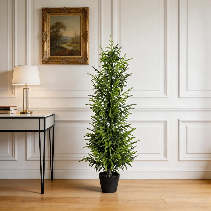 4FT Artificial Real Touch Pine Tree realistic faux greenery detail