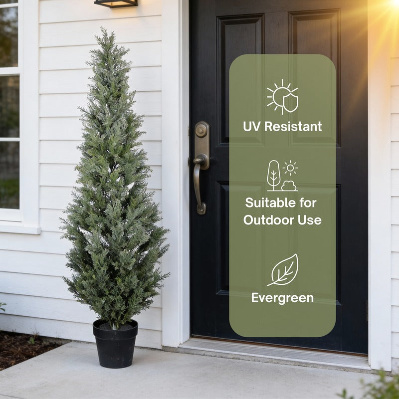 5FT Artificial Cypress Tree realistic faux greenery detail