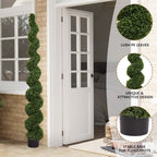 7FT Artificial Spiral Boxwood Topiary Tree realistic faux greenery detail