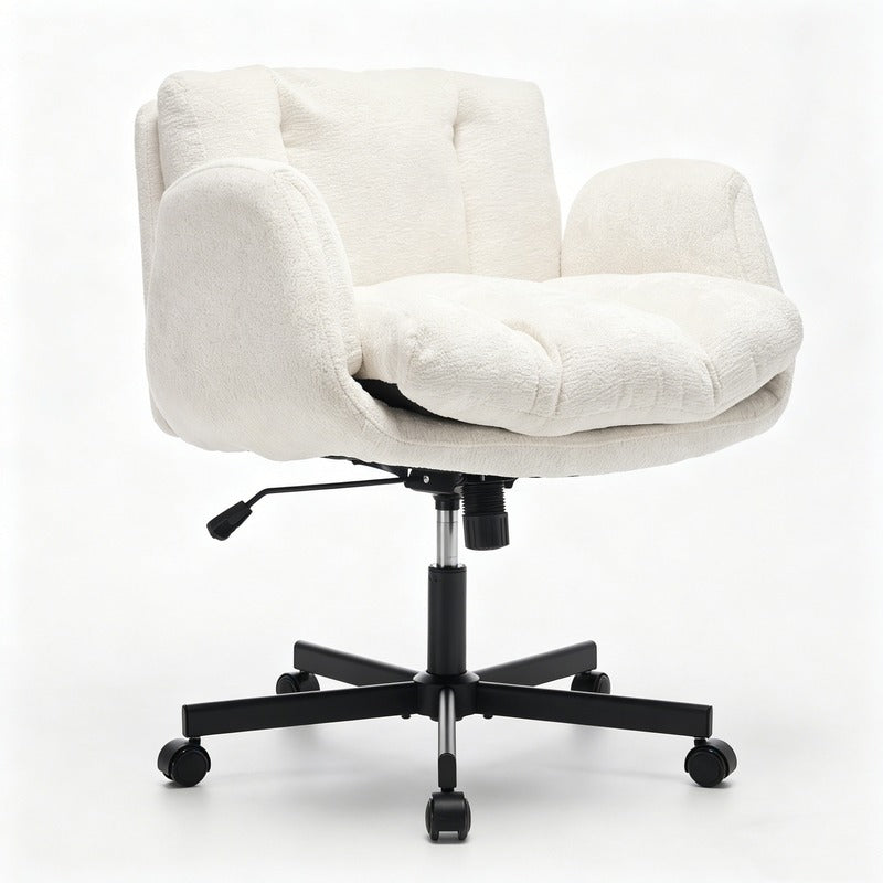 Beige Chenille Swivel Office Chair product detail image 3