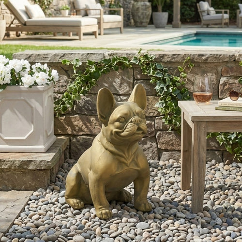 Rustic gold French bulldog garden statue product image 4