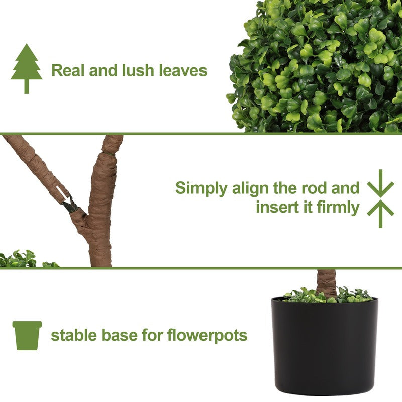 4FT Artificial Boxwood Topiary Tree potted artificial plant side view