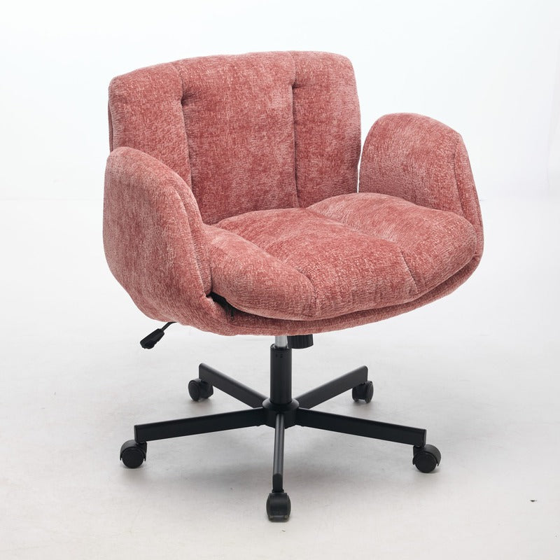 Blush Pink Chenille Swivel Office Chair product detail image 4