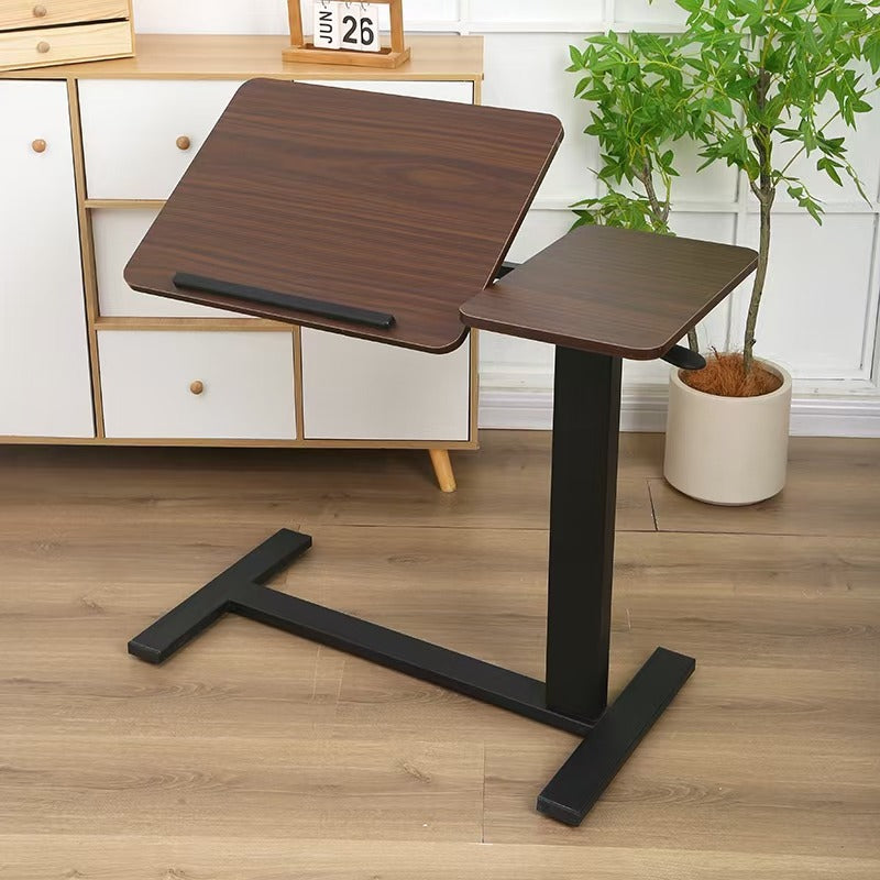 Rolling walnut overbed laptop table with wheels product image 3