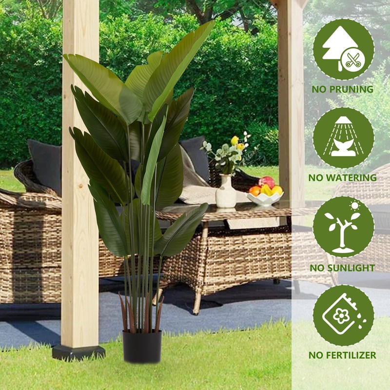 5.2FT Artificial Bird of Paradise Plant Set of 2 indoor outdoor decor image