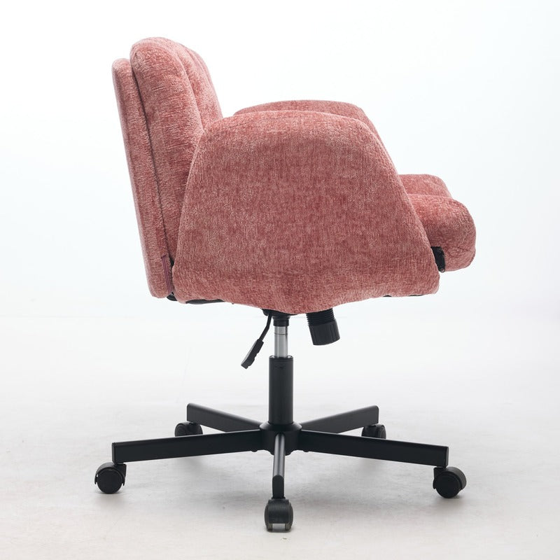 Blush Pink Chenille Swivel Office Chair product detail image 5