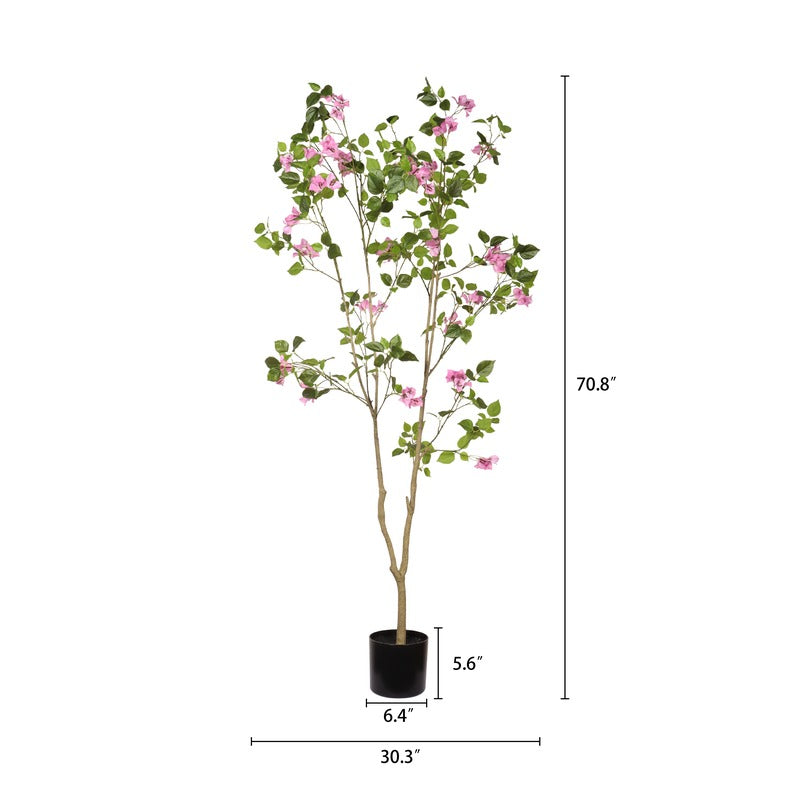 6FT Artificial Bougainvillea Tree product dimensions and scale