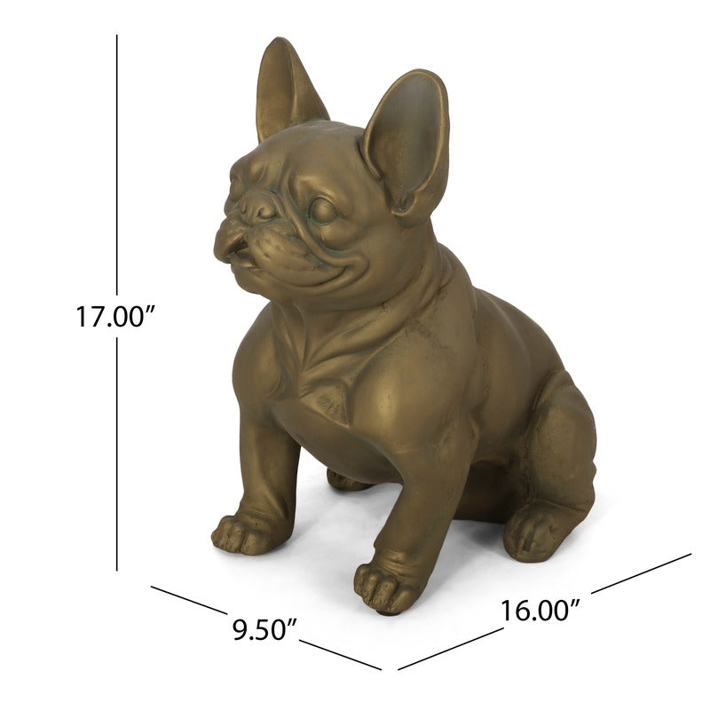 Rustic gold French bulldog garden statue product image 7