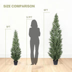 5FT Artificial Cypress Tree black pot and foliage detail