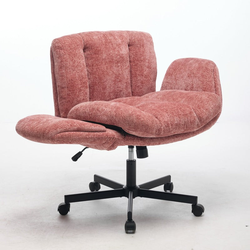 Blush Pink Chenille Swivel Office Chair product detail image 7