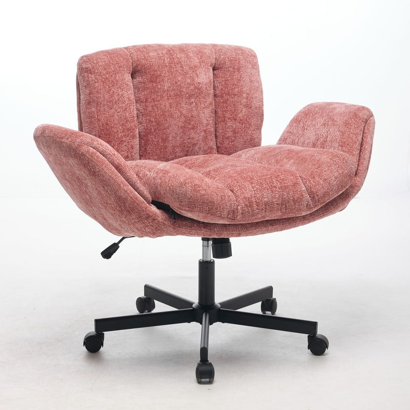 Blush Pink Chenille Swivel Office Chair product detail image 8
