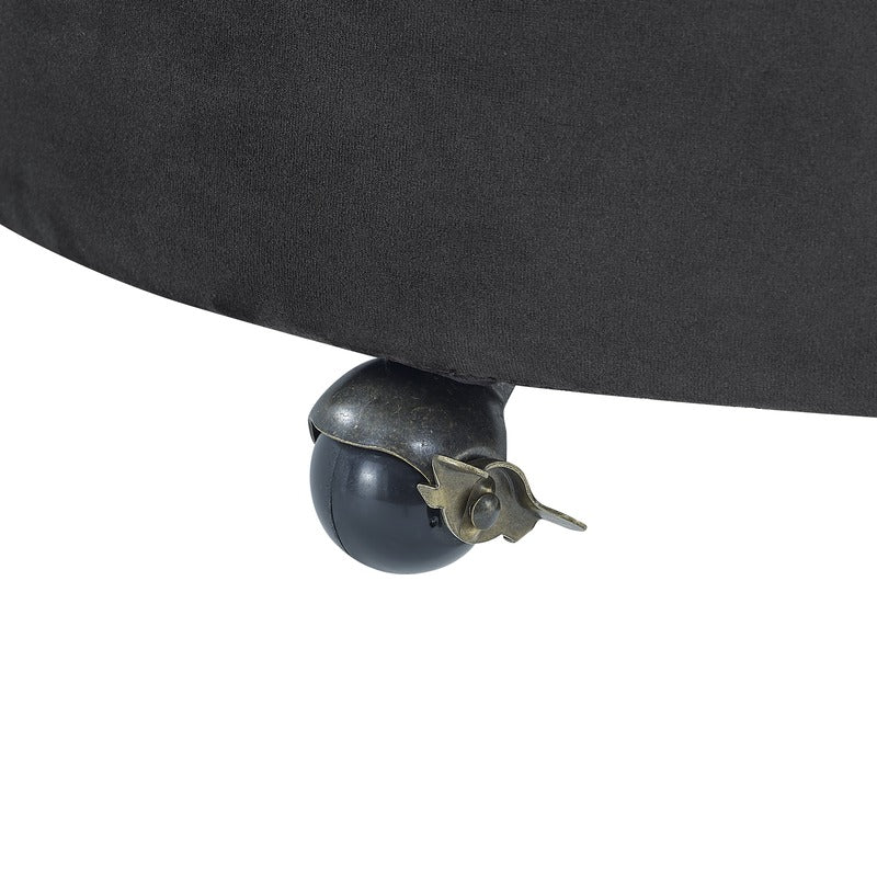 Black velvet upholstered swivel chair with wheels product image 10