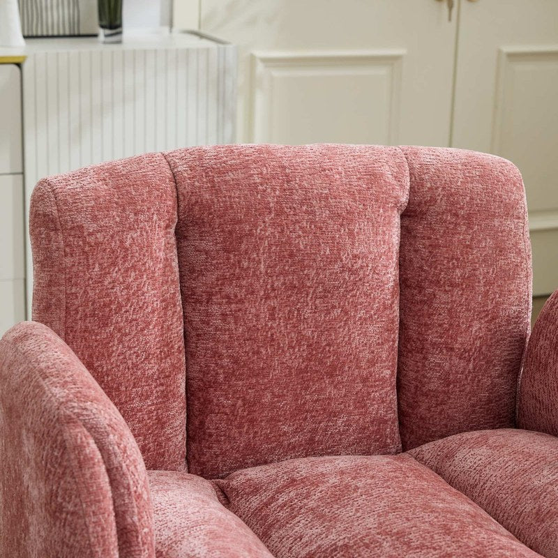 Blush Pink Chenille Swivel Office Chair product detail image 10