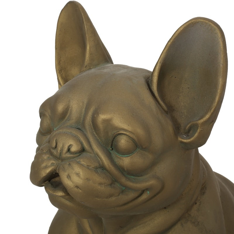 Rustic gold French bulldog garden statue product image 16