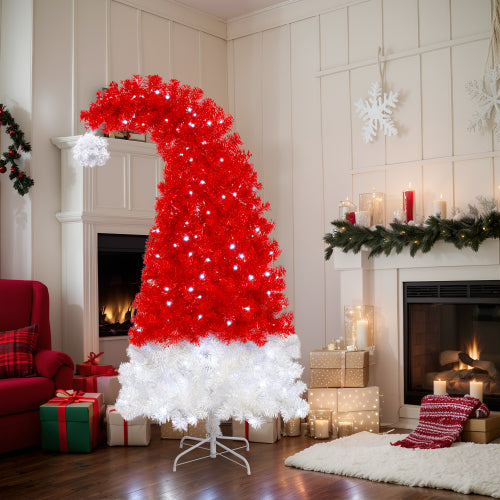 Whimsical Santa Hat Artificial Christmas Tree with LED Lights - product image 1