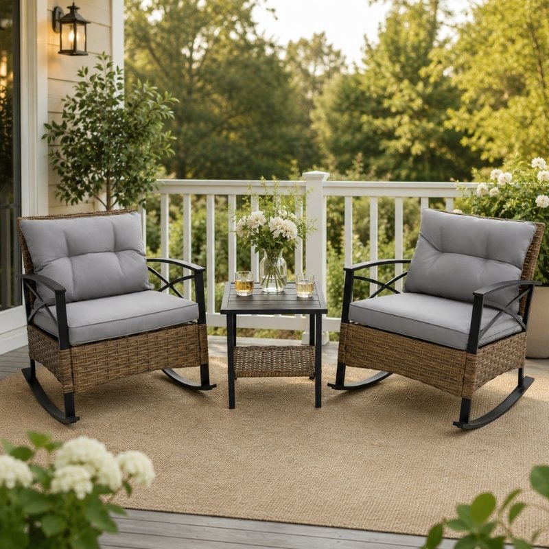 Modernein 3-Piece Rocking Rattan Set