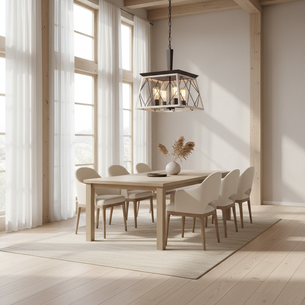 Modern Farmhouse 4-Light Metal Square Pendant Light