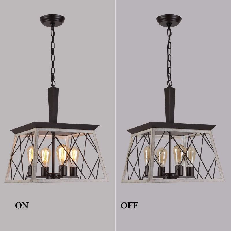 Modern Farmhouse 4-Light Metal Square Pendant Light