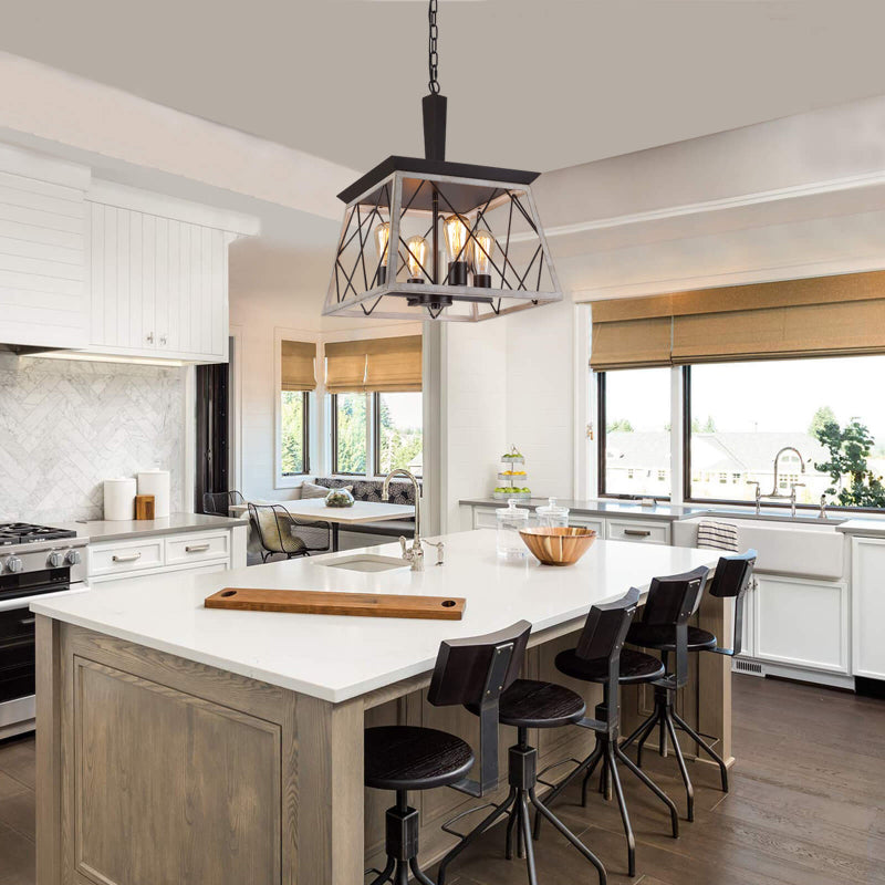 Modern Farmhouse 4-Light Metal Square Pendant Light