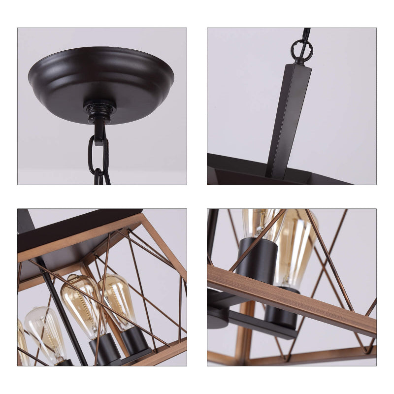 Modern Farmhouse 4-Light Metal Square Pendant Light
