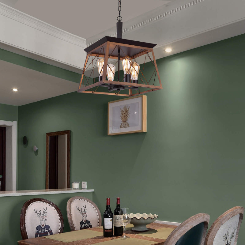 Modern Farmhouse 4-Light Metal Square Pendant Light