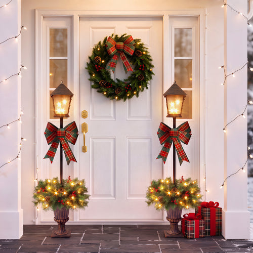 Pre-Lit Christmas Lamp Post Urn Decorations - Set of 2 - product image 3