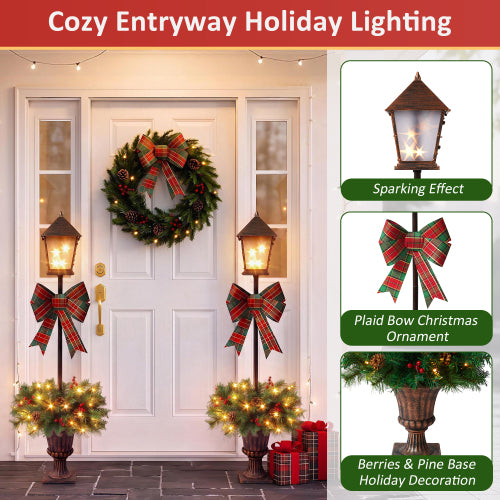 Pre-Lit Christmas Lamp Post Urn Decorations - Set of 2 - product image 4