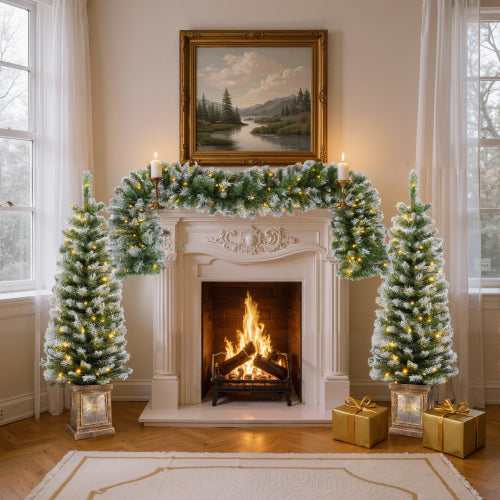Pre-Lit Christmas Entryway Set with 2 Trees and Wreath - product image 8