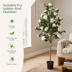 5-Foot Artificial Camellia Tree with Lifelike Blooms - product image 6