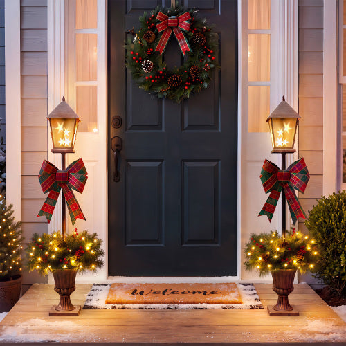 Pre-Lit Christmas Lamp Post Urn Decorations - Set of 2 - product image 2