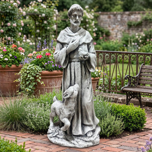 Weatherproof Saint with Lamb Garden Statue - product image 2