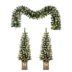 Pre-Lit Christmas Entryway Set with 2 Trees and Wreath - product image 3