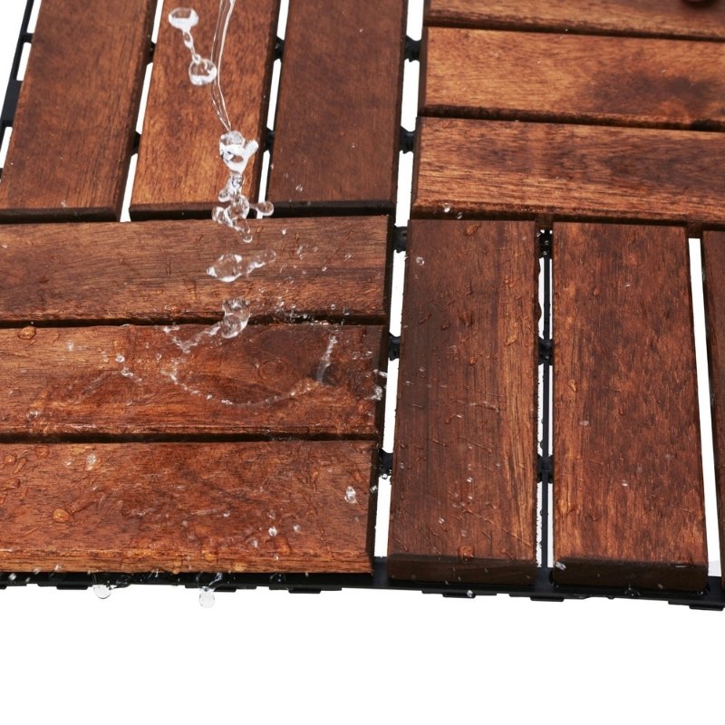 Premium Interlocking Acacia Hardwood Deck Tiles (12" x 12" x 0.8")