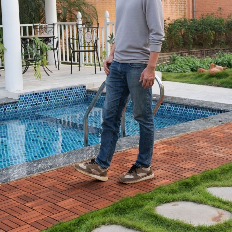 Premium Interlocking Acacia Hardwood Deck Tiles (12" x 12" x 0.8")