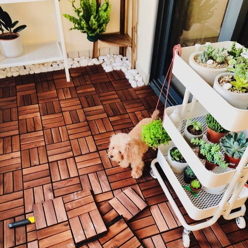 Premium Interlocking Acacia Hardwood Deck Tiles (12" x 12" x 0.8")