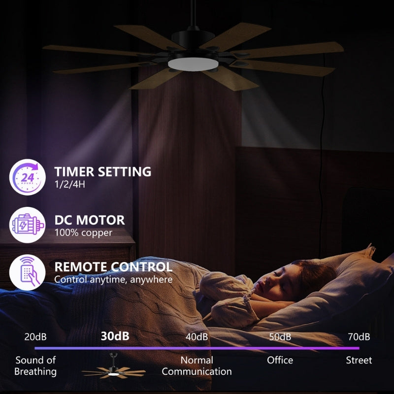 Black Windmill Ceiling Fan with LED Light & Remote Control