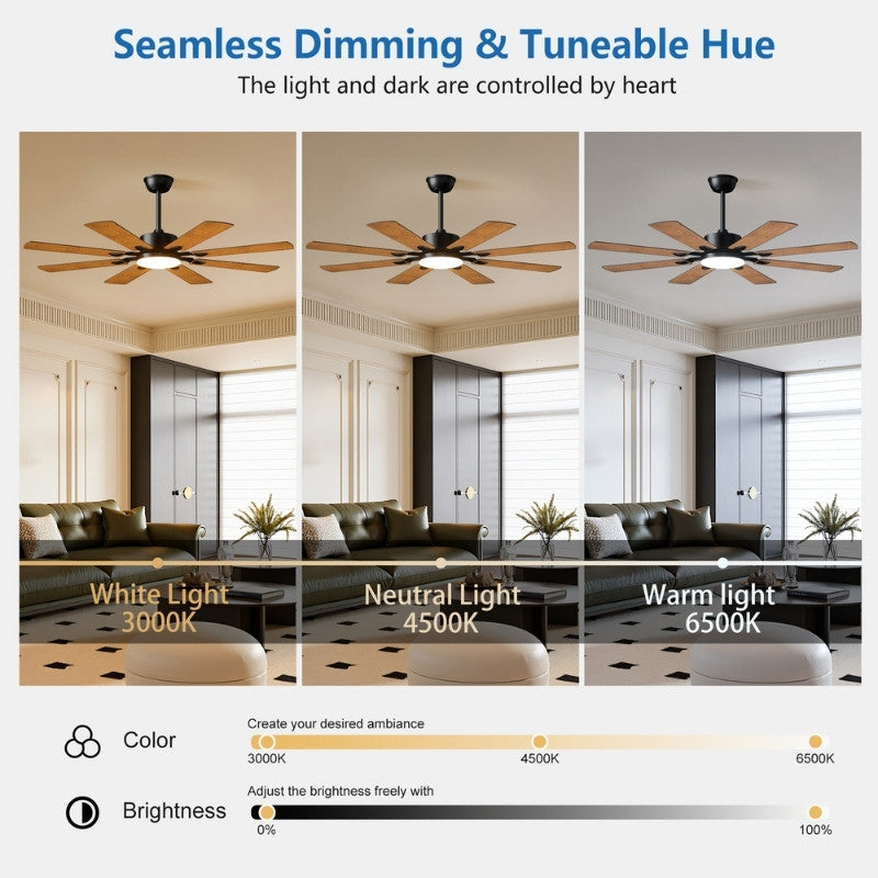 Black Windmill Ceiling Fan with LED Light & Remote Control