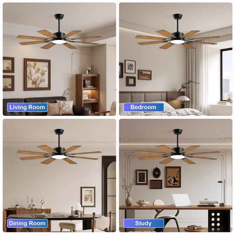 Black Windmill Ceiling Fan with LED Light & Remote Control
