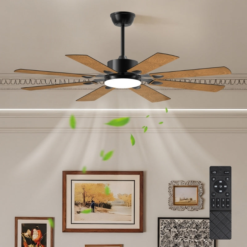 Black Windmill Ceiling Fan with LED Light & Remote Control