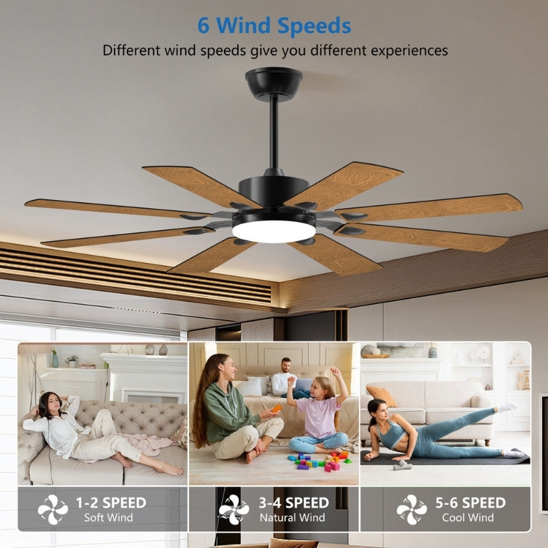 Black Windmill Ceiling Fan with LED Light & Remote Control